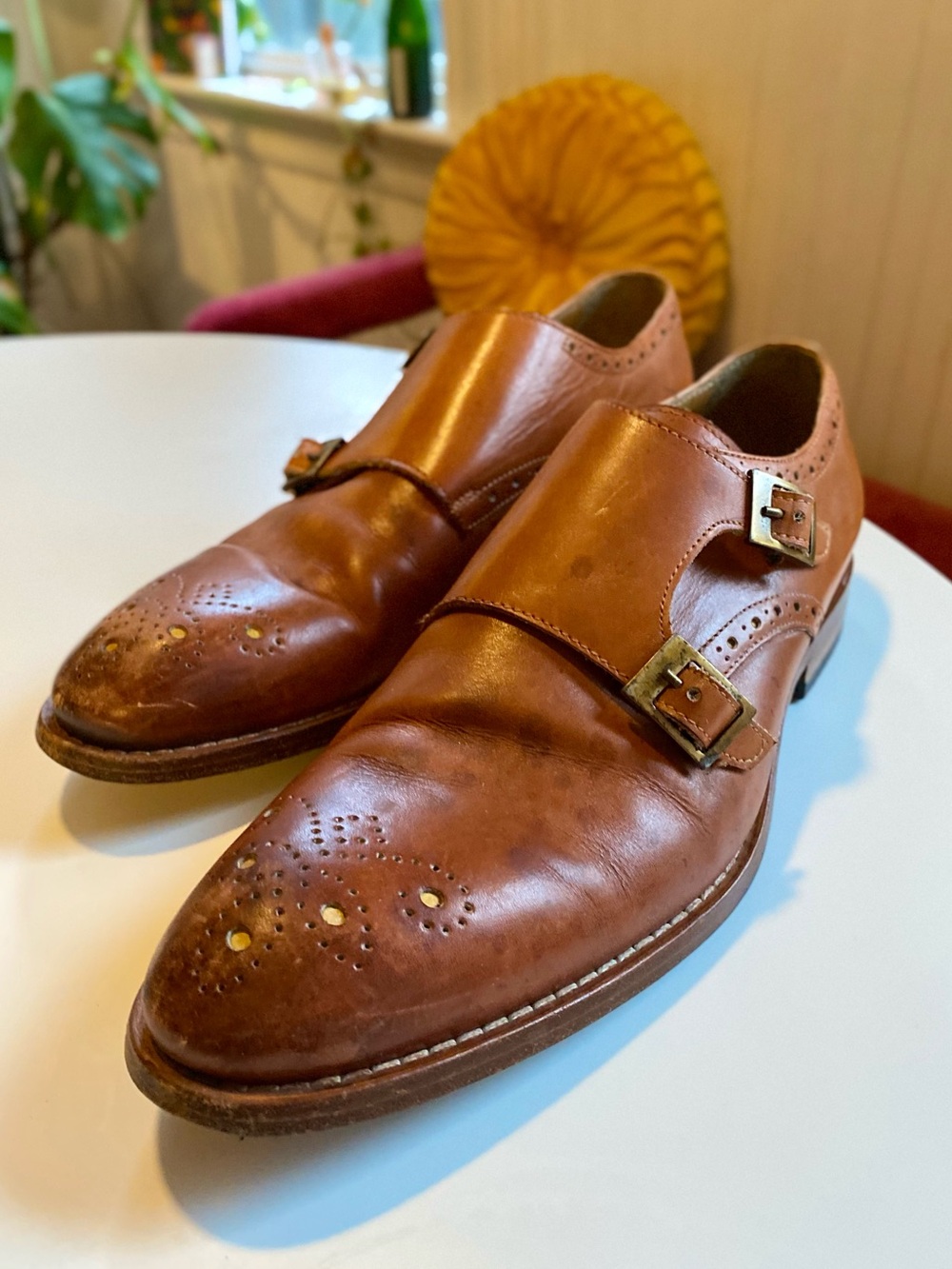 Canto de’ Ricci Italian Double Monk Calfskin Leather Shoes - Tan Brown